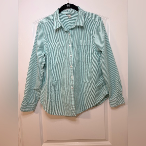 L.L. Bean Tops - L.L. Bean Teal Striped Shirt